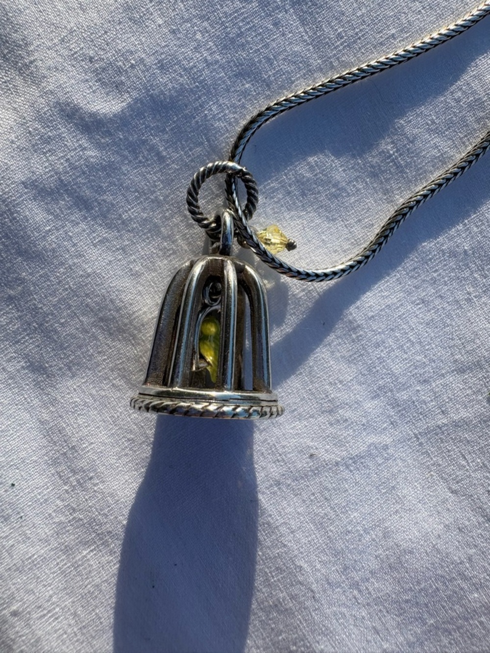 Brighton Silver Bird in a Cage Pendant Necklace on a Snake Chain - Picture 4 of 7